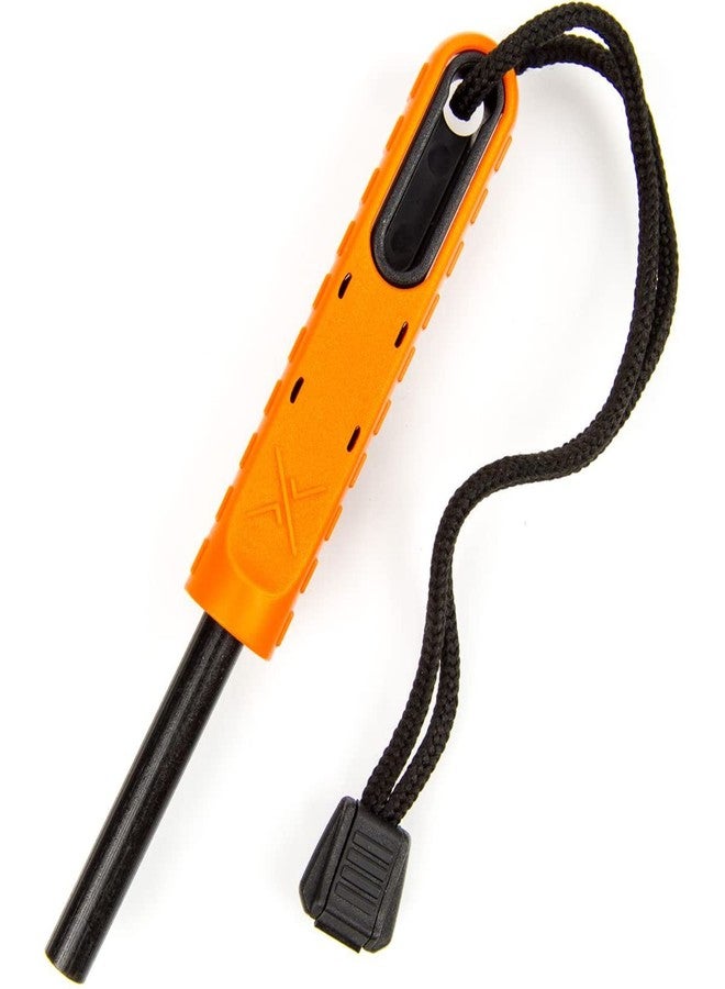 EXOTAC - polySTRIKER XL Ferrocerium Fire Starter with Snap-in Striker for Emergency Campfires and Hiking Survival Supplies (Orange/Black) - Image 1