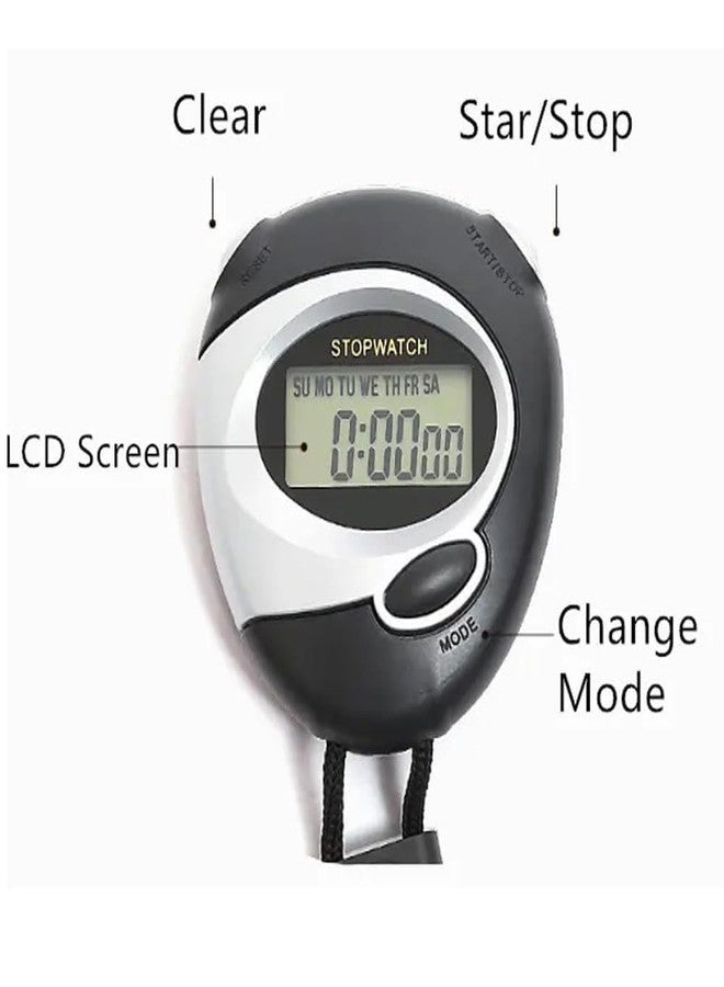 SMIC Racer Stopwatch Sport Timer Lap Split Digital Professional Stopwatch with Clock Alarm, Large Display Shockproof Stopwatch for Coaches Swimming Running Sports Training (Black) - Image 2