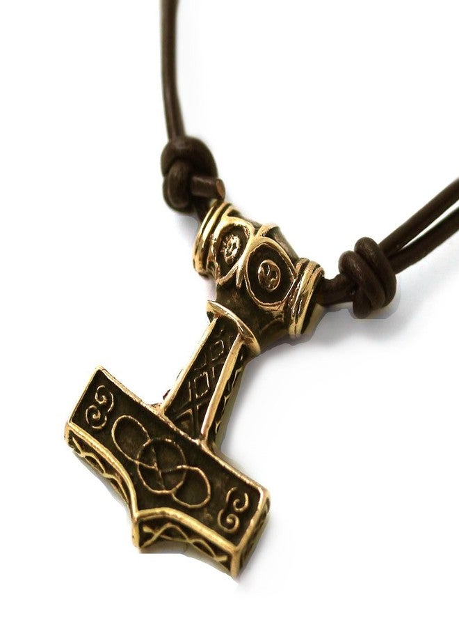 LynnAround Bronze Celtic Knot Engraved Axe head Thors Hammer Mjolnir Norse Nordic Pendant Necklace Thailand Jewelry (Necklace) - Image 1
