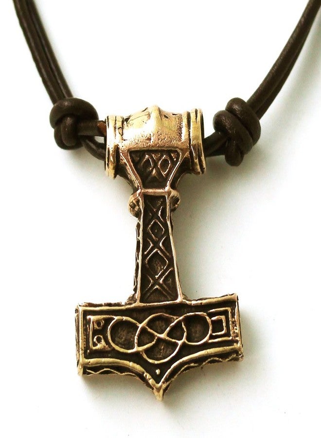 LynnAround Bronze Celtic Knot Engraved Axe head Thors Hammer Mjolnir Norse Nordic Pendant Necklace Thailand Jewelry (Necklace) - Image 3