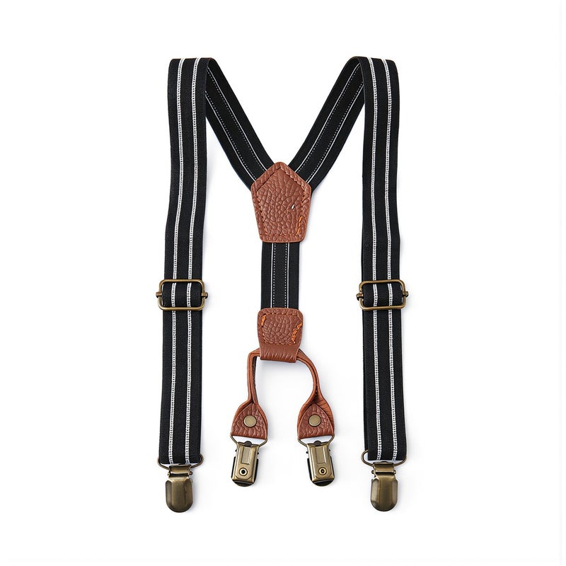 Unisex Kids Suspenders For Boys Girls Toddler All Age Fit Stripe Pants Suspender Clips - Image 1