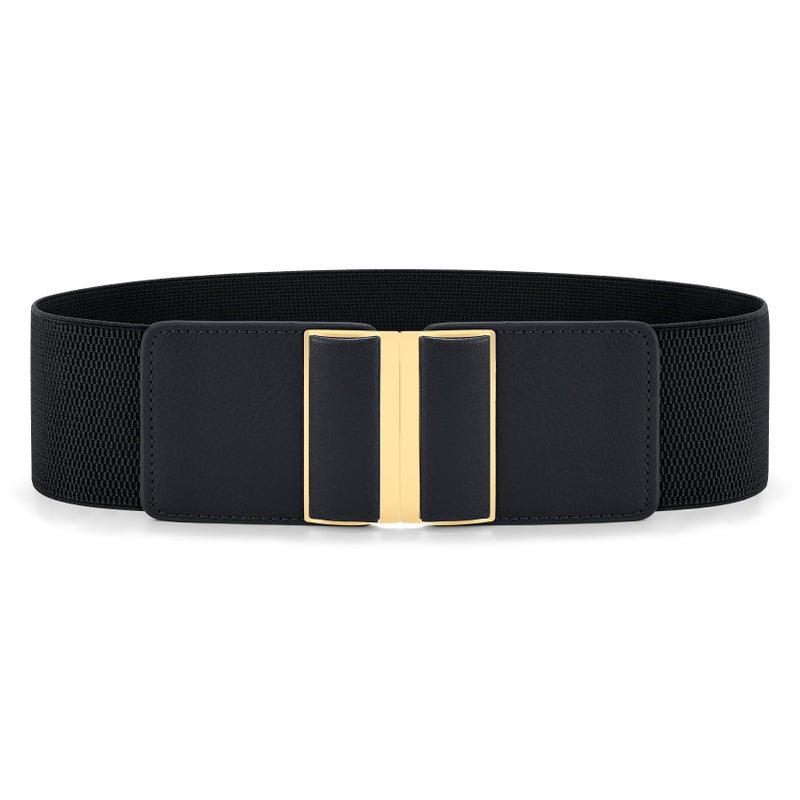 WHIPPY Women Wide Elastic Belt Stretchy Thick Belts for Women Dresses Ladies Fashion Waistband,Black,L - Image 1