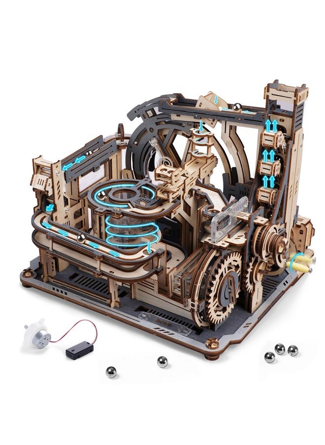 Robotime Motorised Wooden Puzzles For Adults - 3D Puzzles For Adults Lgc01 Marble Spaceport - Wooden Marble Run Model To Build - Space/Stem/Engineering Gift  - Image 1