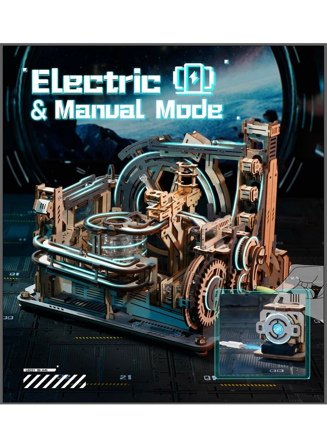 Robotime Motorised Wooden Puzzles For Adults - 3D Puzzles For Adults Lgc01 Marble Spaceport - Wooden Marble Run Model To Build - Space/Stem/Engineering Gift  - Image 2