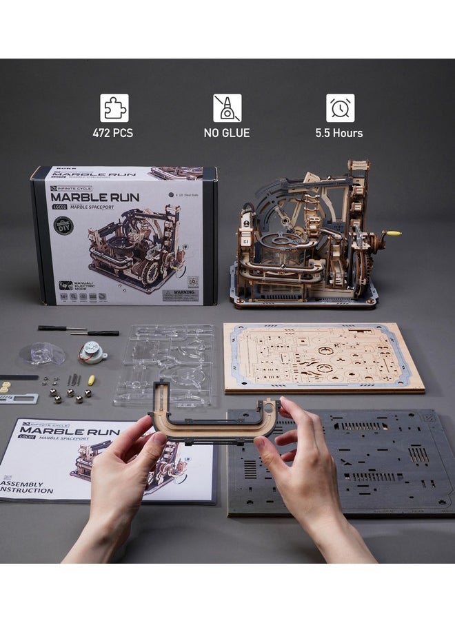 Robotime Motorised Wooden Puzzles For Adults - 3D Puzzles For Adults Lgc01 Marble Spaceport - Wooden Marble Run Model To Build - Space/Stem/Engineering Gift  - Image 5