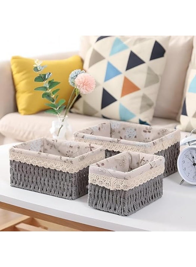 A set of 3 wicker storage boxes, practical and stylish for organizing the home in a natural and modern way. - Image 1