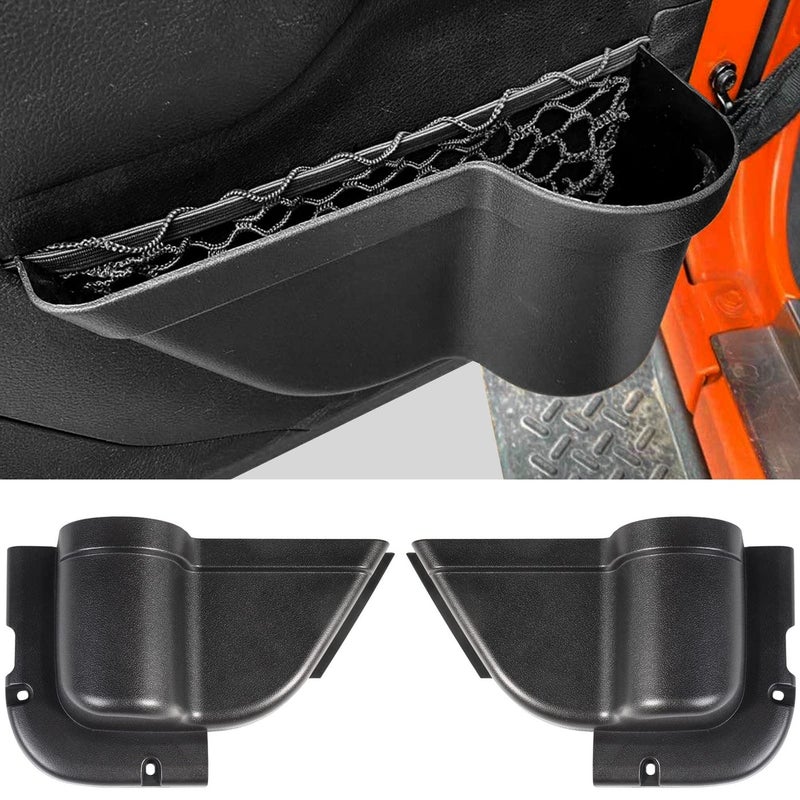 CALBEAU Front Door Pockets 2PCS Jeep Wrangler Door Side Cup Holder for 20112018 Jeep Wrangler JK JKU 24 Door Jeep Wrangler Accessories for Saggy Nets Replacement