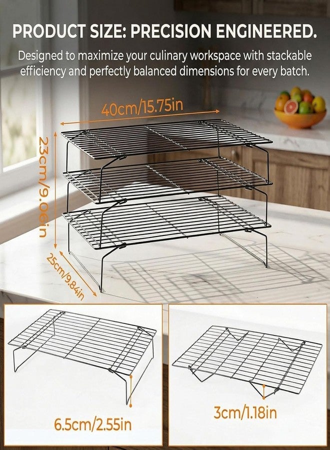 Aivralume 4-Tier Collapsible Cooling Racks, Detachable Wire Cooling Rack Stackable Drying Rack for Cookie Bread Pizza Baking (3Tier) - Image 2