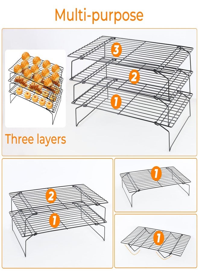 Aivralume 4-Tier Collapsible Cooling Racks, Detachable Wire Cooling Rack Stackable Drying Rack for Cookie Bread Pizza Baking (3Tier) - Image 3