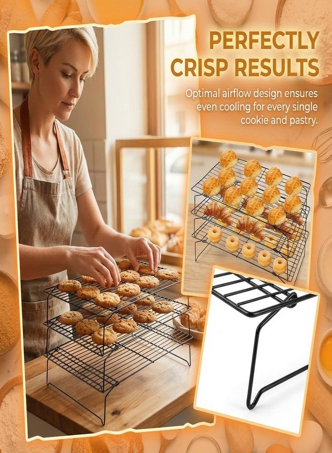 Aivralume 4-Tier Collapsible Cooling Racks, Detachable Wire Cooling Rack Stackable Drying Rack for Cookie Bread Pizza Baking (3Tier) - Image 4