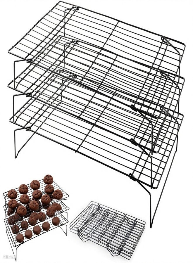 Aivralume 4-Tier Collapsible Cooling Racks, Detachable Wire Cooling Rack Stackable Drying Rack for Cookie Bread Pizza Baking (3Tier) - Image 1