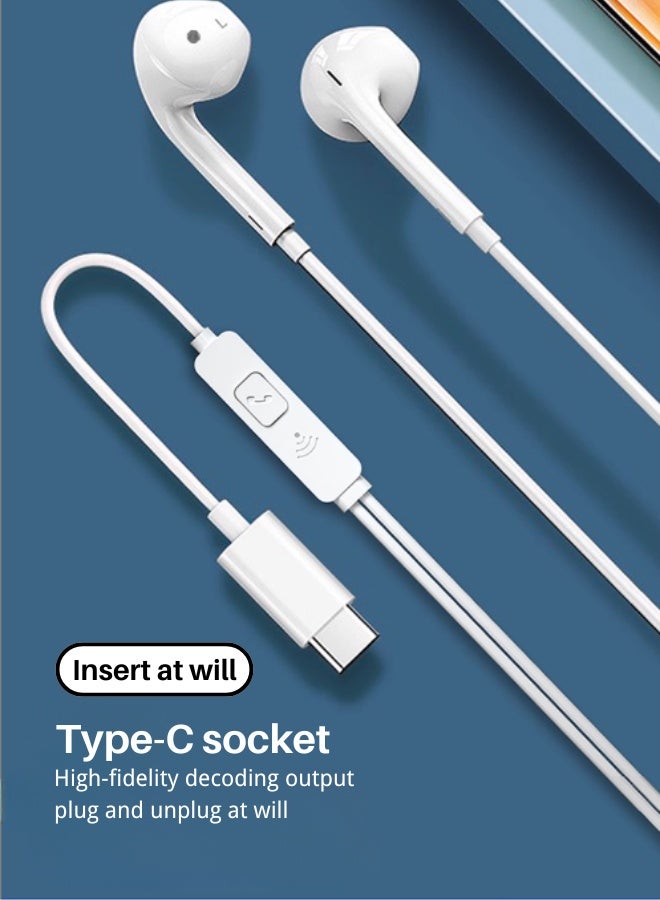In-Ear Wired Mobile Phone Headset Type-C Interface With Microphone For Calls, Heavy Bass, Stereo Music Headset  - Image 3