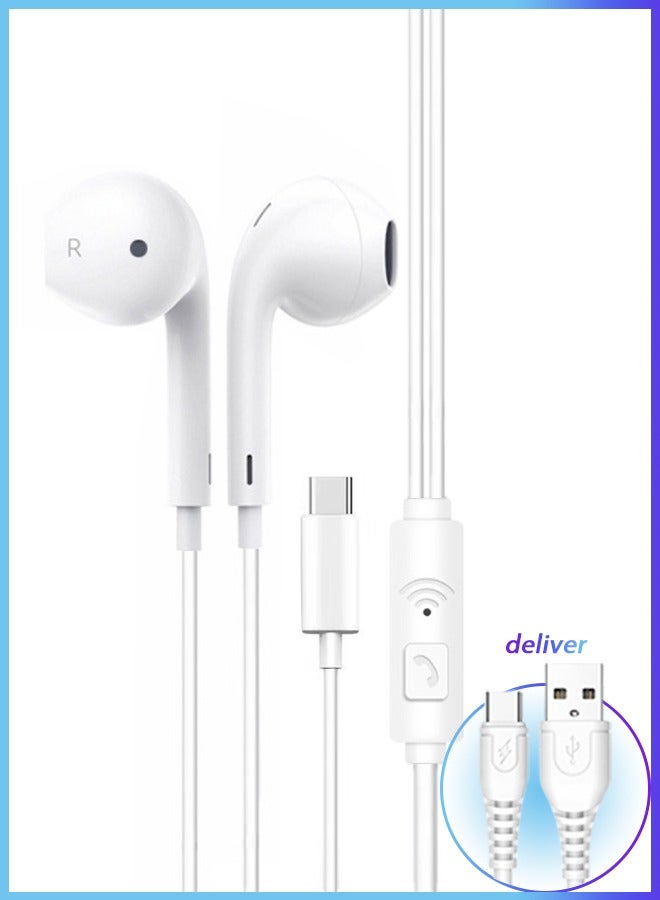 In-Ear Wired Mobile Phone Headset Type-C Interface With Microphone For Calls, Heavy Bass, Stereo Music Headset  - Image 1