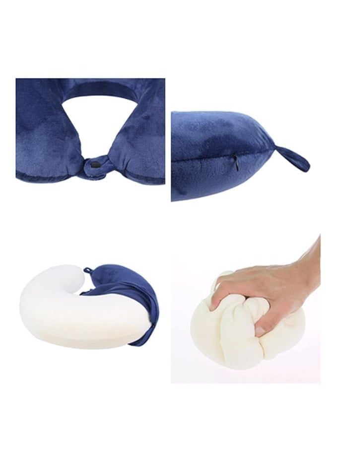 Ashtron Ashtron Travel Neck Pillow Eye Mask Set Memory Foam Support for Flights Cars Trains Comfortable Neck Pain Relief  - Image 3
