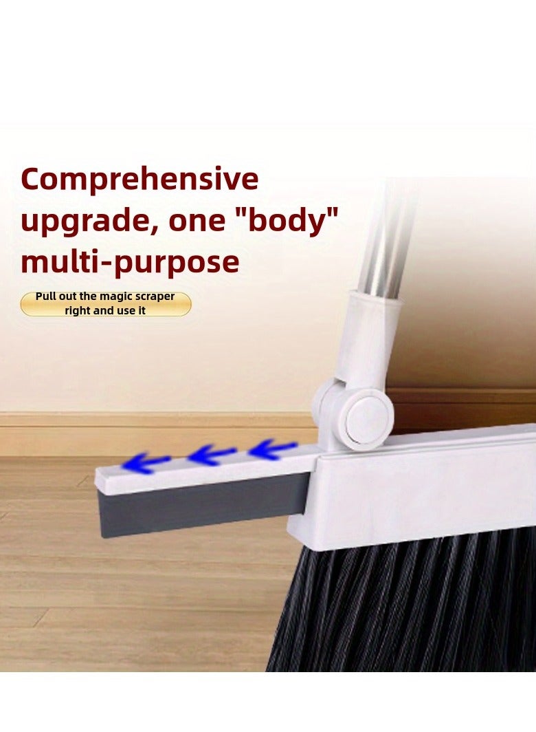 XiuWoo 4 in 1 broom and dustpan set combination household soft bristle single broom does not stick to hair sweeping broom dustpan scraper artifact special for general cleaning, gray  - Image 5