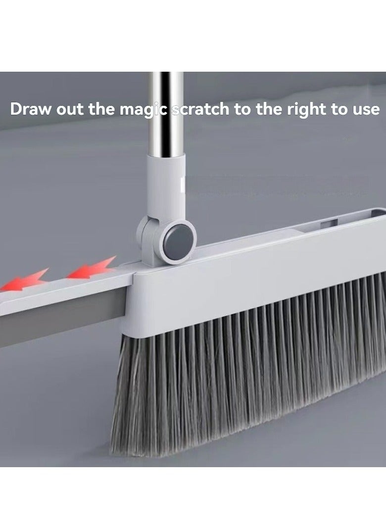 XiuWoo 4 in 1 broom and dustpan set combination household soft bristle single broom does not stick to hair sweeping broom dustpan scraper artifact special for general cleaning, gray  - Image 4