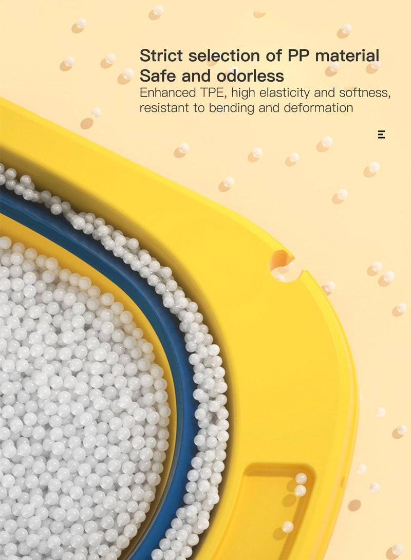 Sharpdo Foldable Baby Bathtub With Thermometer Bath Cushion Pillow Portable Safe Collapsible Bathtub For Children With Temperature Sensing Multifunction Children Shower Basin Yellow - Image 2