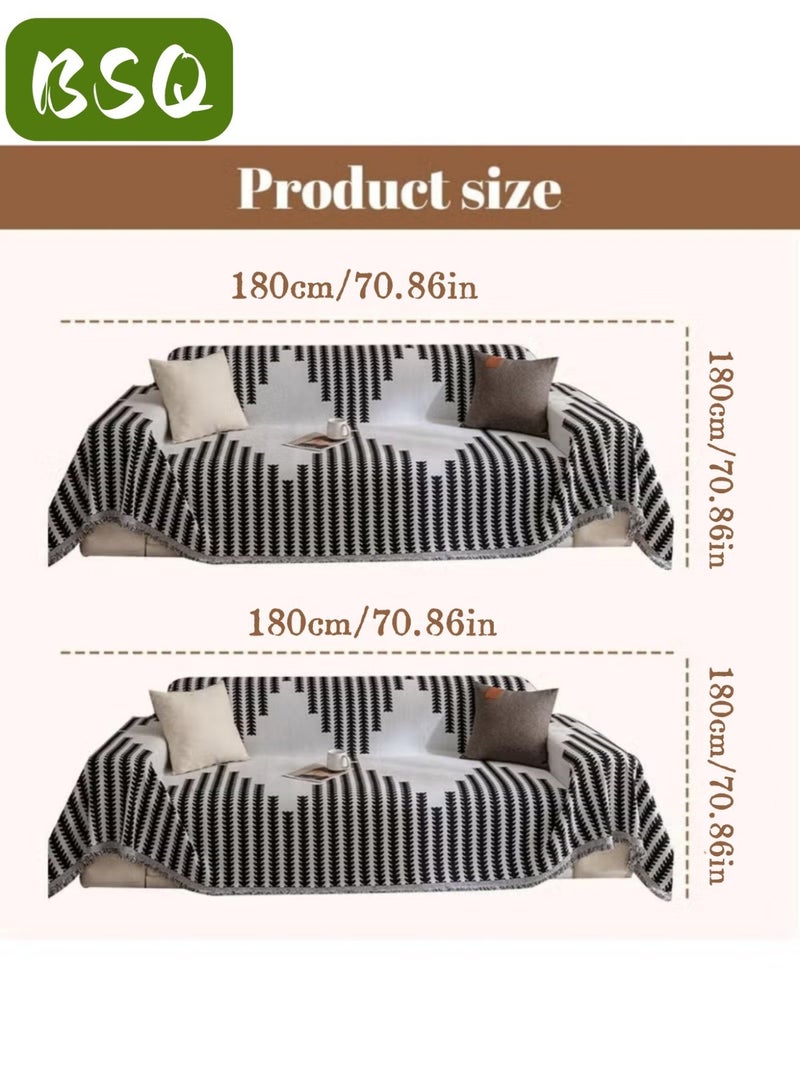 بي إس كيو غطاء أريكة تشينيل أنيق من بوهو | غطاء أريكة بوهو ذو وجهين | بطانية قابلة للغسل | واقي للحيوانات الأليفة من القطيفة غير قابل للانزلاق | عكسها (180 سم * 180 سم) - Image 4