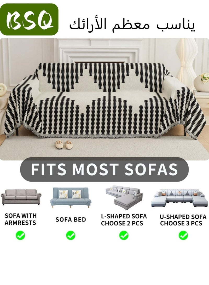 بي إس كيو غطاء أريكة تشينيل أنيق من بوهو | غطاء أريكة بوهو ذو وجهين | بطانية قابلة للغسل | واقي للحيوانات الأليفة من القطيفة غير قابل للانزلاق | عكسها (180 سم * 180 سم) - Image 3