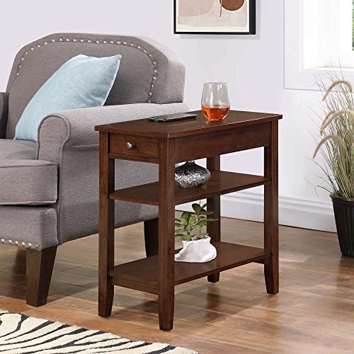 Convenience Concepts American Heritage Chairside End Table with Drawer 23.5" - Classic Living Room Table with Storage Shelf, Bedroom Nightstand, Espresso - Image 2
