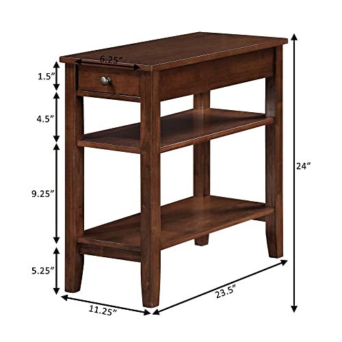 Convenience Concepts American Heritage Chairside End Table with Drawer 23.5" - Classic Living Room Table with Storage Shelf, Bedroom Nightstand, Espresso - Image 5