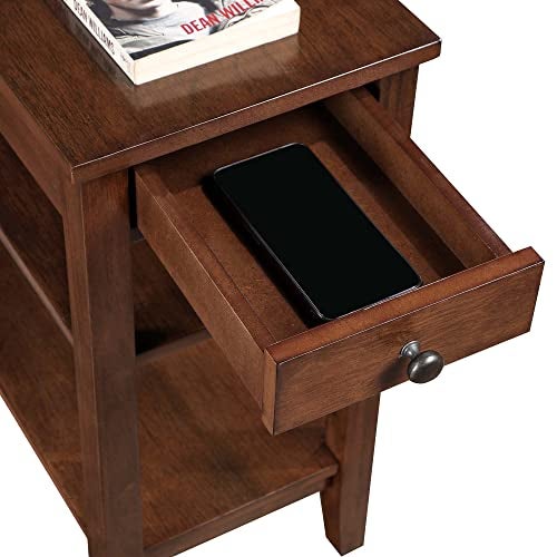 Convenience Concepts American Heritage Chairside End Table with Drawer 23.5" - Classic Living Room Table with Storage Shelf, Bedroom Nightstand, Espresso - Image 4