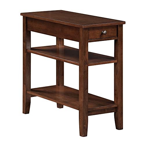 Convenience Concepts American Heritage Chairside End Table with Drawer 23.5" - Classic Living Room Table with Storage Shelf, Bedroom Nightstand, Espresso - Image 1