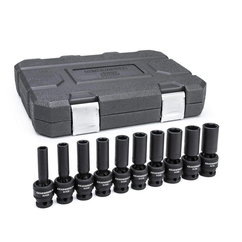 GEARWRENCH 10 Pc. 1/2" Drive 6 Pt. Deep Universal Impact Socket Set, Metric - 84945N - Image 1