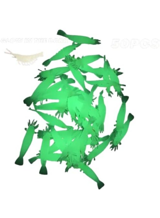 ماي سوق - طقم طُعم صيد جمبري صناعي مضيء في الظلام، مادة سيليكون ناعمة ومرنة لصيد الأسماك - 50 قطعة - Image 1