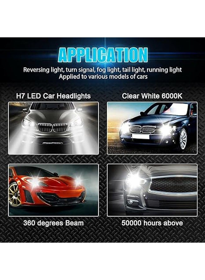 عام مصابيح أمامية للسيارة بحزمتين، مجموعة مصابيح ضباب السيارة H7 للشعاع المنخفض والشعاع العالي بطاقة 110 واط وسطوع 30000 لومن مشرقة جدًا ودرجة حرارة لونية بيضاء 6000 كيلو لاستبدال مصابيح الأمامية. - Image 2