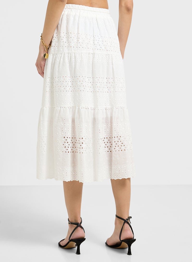 Ginger Broderie Lace Detail Tiered Maxi Skirt  - Image 3