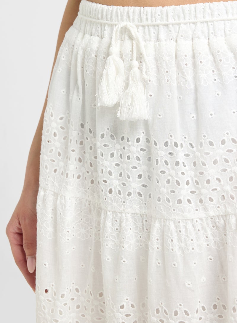 Ginger Broderie Lace Detail Tiered Maxi Skirt  - Image 4