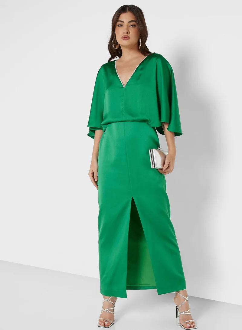 Nocturne Green Slit Dress