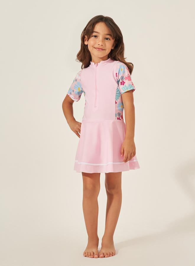 Styli Styli Kids Floral Short Sleeves Swimsuit  - Image 1