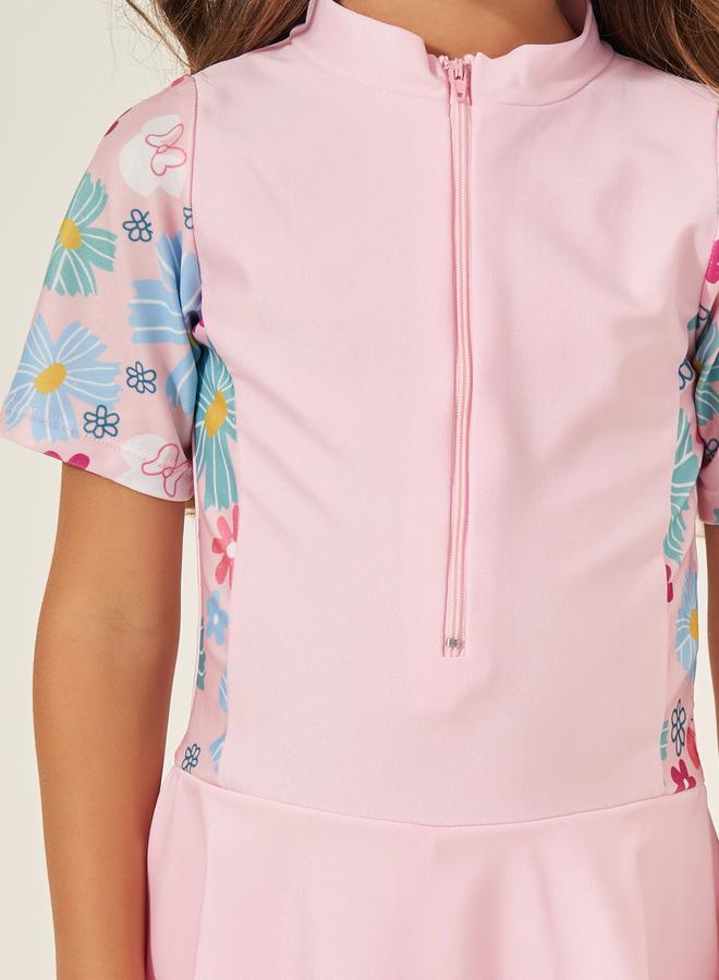 Styli Styli Kids Floral Short Sleeves Swimsuit  - Image 3