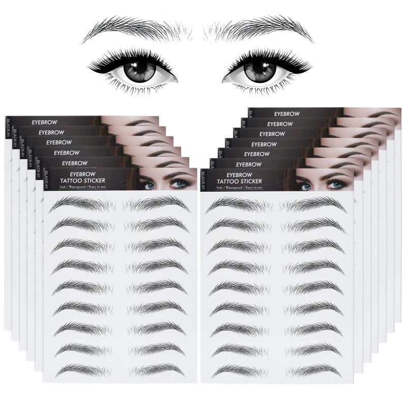 Molain 12 Sheets 4D Hair-Like Waterproof Eyebrow Tattoos Stickers Eyebrow Transfers Stickers Grooming Shaping Eyebrow Sticker for Women and Girls (2 Style) (Simple Style) - Image 2