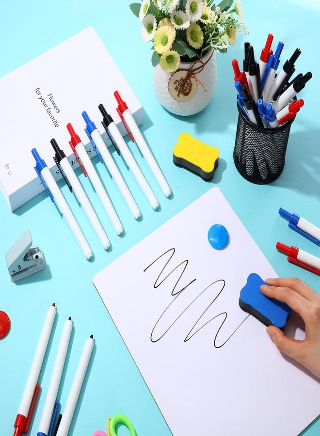 Affrolling 24 Count Retractable Dry Erase Marker, Clickable Whiteboard Markers Bulk No Bleed Smear Fine Point Large Capacity Erasable Markers for School Office Meetings (Black,Red,Blue) - Image 4
