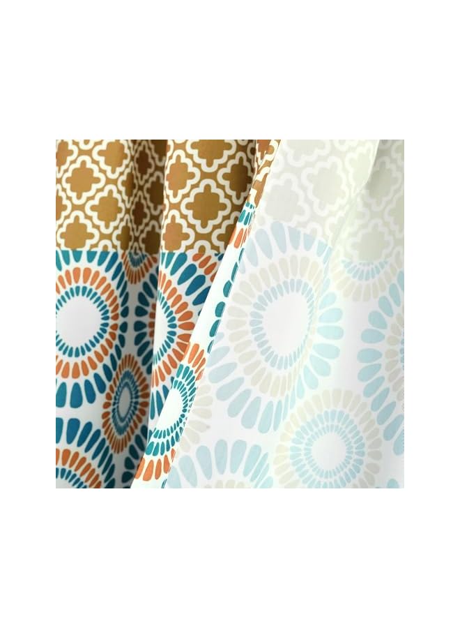 The Bros Bohemian Stripe Window Curtain Colorful Bold Design Panel Pair, 52"W x 84"L, Turquoise & Orange - Image 5