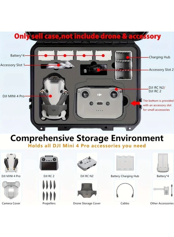 حقيبة حمل صلبة سوداء بحزام لطائرة DJI Mini 4 Pro وملحقات Fly More Combo - Image 3