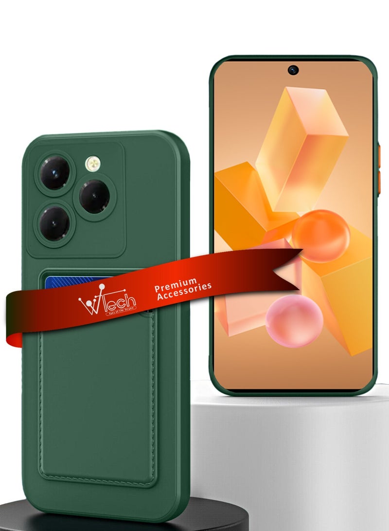 دبليو تيك غطاء حماية من السيليكون TPU مع حامل بطاقات لهاتف انفينيكس هوت 40 برو 4G 2023 أخضر داكن - Image 1