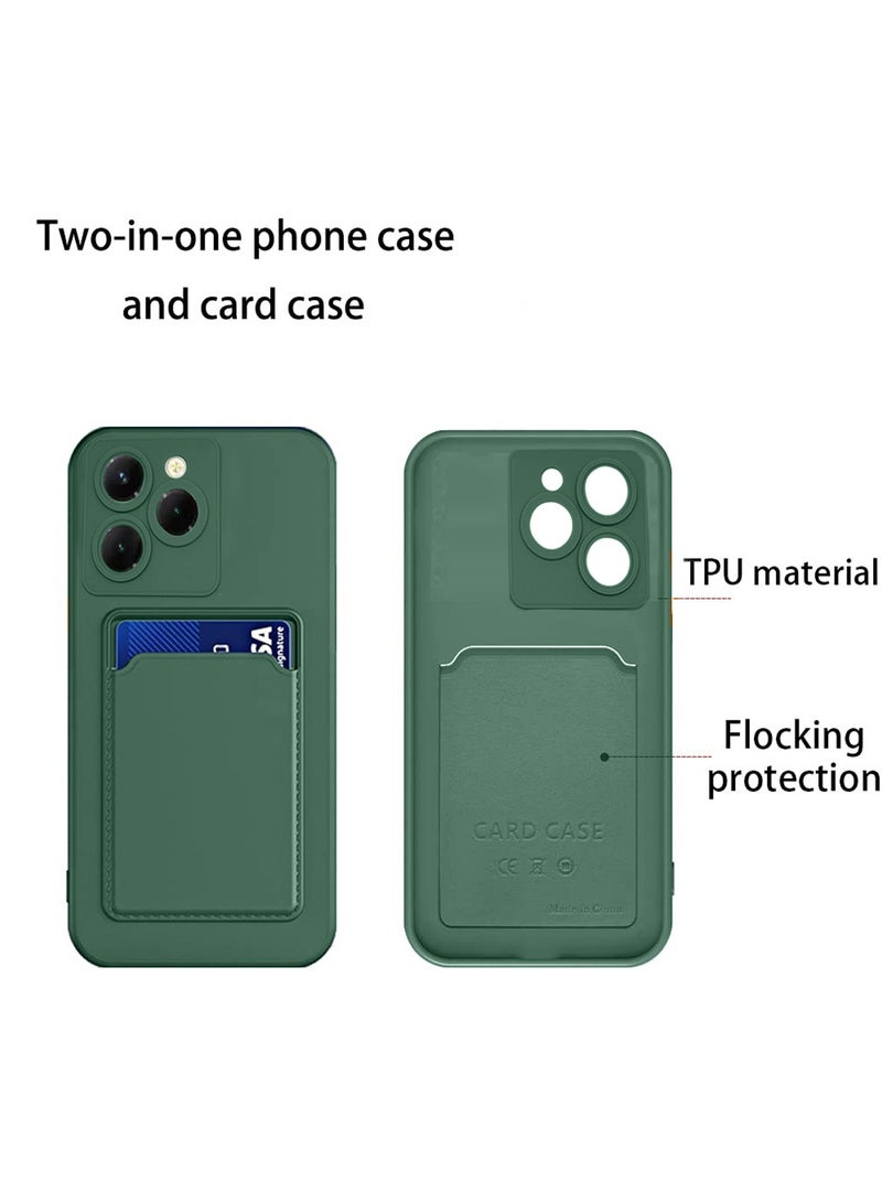 دبليو تيك غطاء حماية من السيليكون TPU مع حامل بطاقات لهاتف انفينيكس هوت 40 برو 4G 2023 أخضر داكن - Image 5