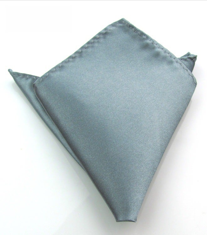 Mens Solid Formal Pocket Square Wedding Suit Handkerchief Silver Gray 