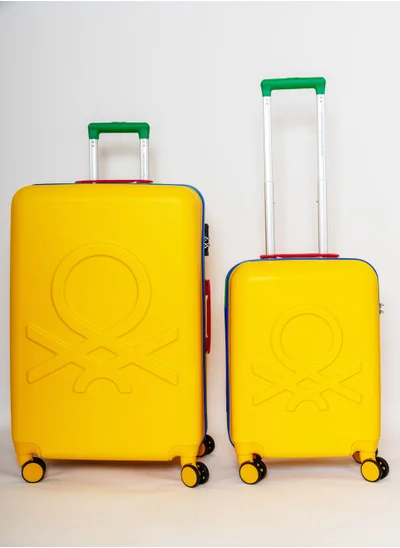 UNITED COLORS OF BENETTON BNTA-202 Set of 2 Luggage with TSA Lock | Material- Acrylonitrile Butadiene Styrene| Adjustable Trolley Handle | Smooth Dual Wheels 360degree rotation | 20/28 inch | Yellow