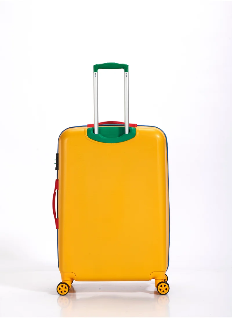 UNITED COLORS OF BENETTON BNTA-202 Set of 2 Luggage with TSA Lock | Material- Acrylonitrile Butadiene Styrene| Adjustable Trolley Handle | Smooth Dual Wheels 360degree rotation | 20/28 inch | Yellow