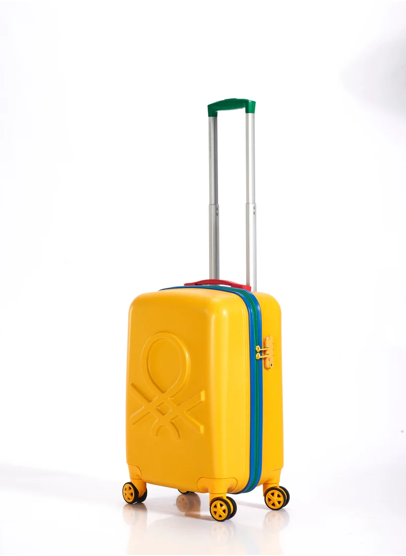 UNITED COLORS OF BENETTON BNTA-202 Set of 2 Luggage with TSA Lock | Material- Acrylonitrile Butadiene Styrene| Adjustable Trolley Handle | Smooth Dual Wheels 360degree rotation | 20/28 inch | Yellow