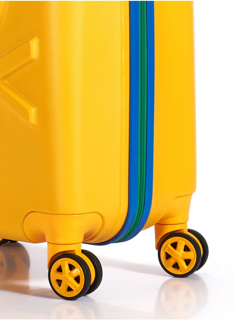 UNITED COLORS OF BENETTON BNTA-202 Set of 2 Luggage with TSA Lock | Material- Acrylonitrile Butadiene Styrene| Adjustable Trolley Handle | Smooth Dual Wheels 360degree rotation | 20/28 inch | Yellow