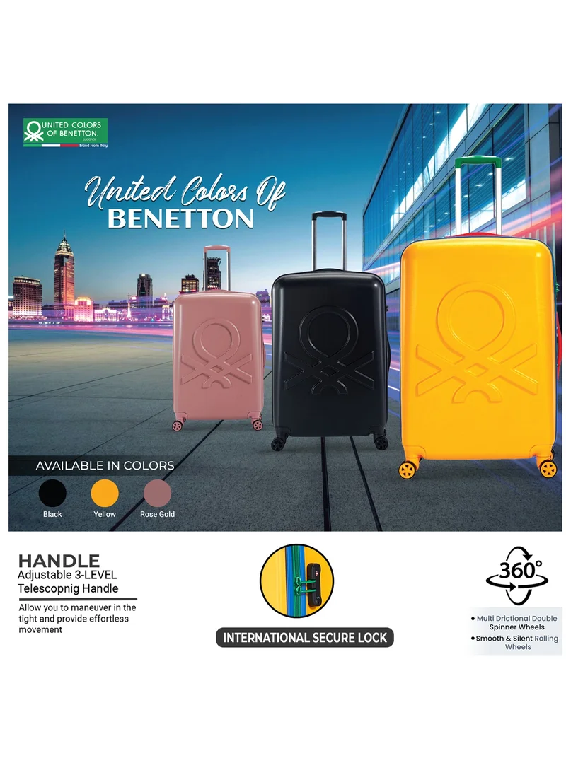 UNITED COLORS OF BENETTON BNTA-202 Set of 2 Luggage with TSA Lock | Material- Acrylonitrile Butadiene Styrene| Adjustable Trolley Handle | Smooth Dual Wheels 360degree rotation | 20/28 inch | Yellow