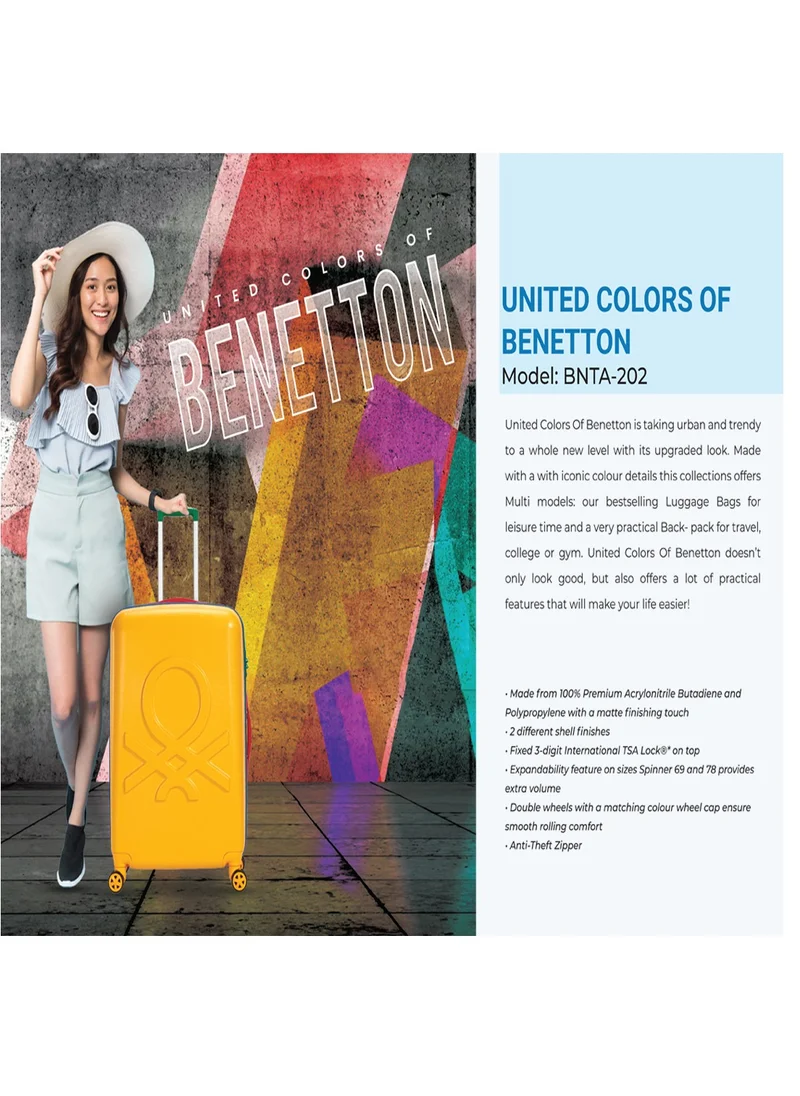 UNITED COLORS OF BENETTON BNTA-202 Set of 2 Luggage with TSA Lock | Material- Acrylonitrile Butadiene Styrene| Adjustable Trolley Handle | Smooth Dual Wheels 360degree rotation | 20/28 inch | Yellow