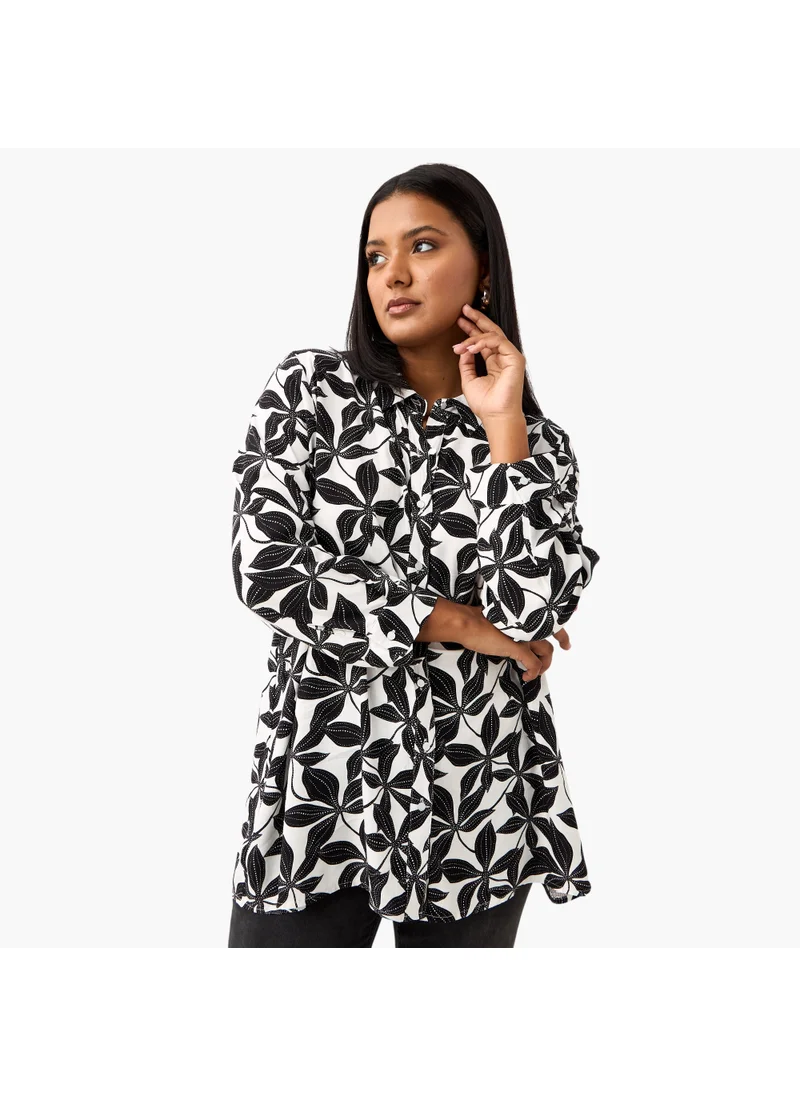 Ulla Popken Plus Size Ulla Popken All-Over Floral Print Shirt