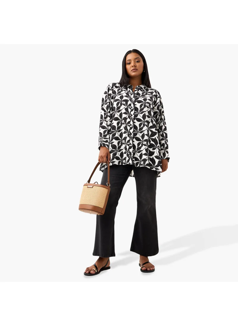 Ulla Popken Plus Size Ulla Popken All-Over Floral Print Shirt